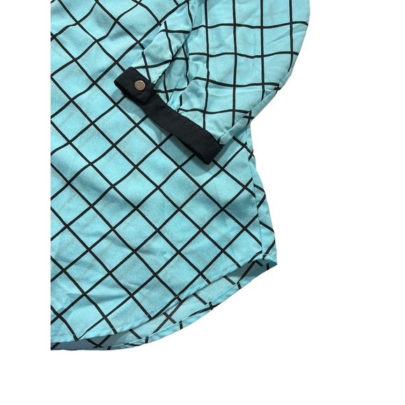 New York & Co Sky Blue w/Black Lines Geometric Pattern Small - Picture 3 of 5